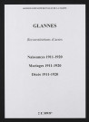 Glannes. Naissances, mariages, décès 1911-1920 (reconstitutions)