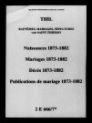 Thil. Naissances, mariages, décès, publications de mariage 1873-1882