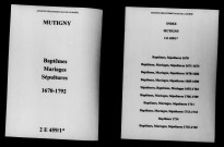 Mutigny. Baptêmes, mariages, sépultures 1670-1792