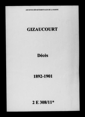Gizaucourt. Décès 1892-1901