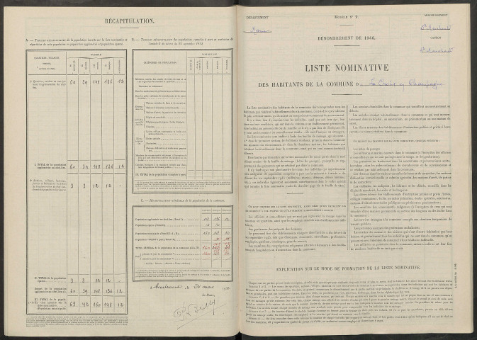 Croix-en-Champagne (La). Dénombrement de la population 1946