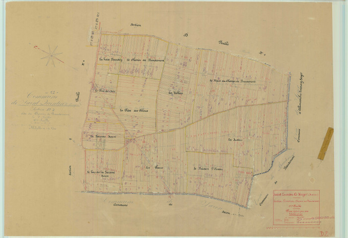 Saint-Quentin-le-Verger (51511). Section D2 échelle 1/2500, plan mis à jour pour 01/01/1948, non régulier (papier)