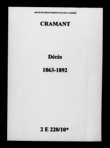 Cramant. Décès 1863-1892