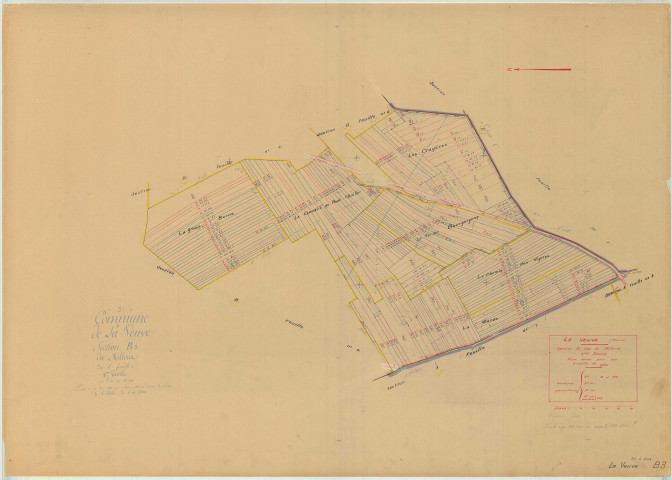 Veuve (La) (51617). Section B3 échelle 1/2500, plan mis à jour pour 1935, plan non régulier (papier)
