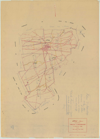 Athis (51018). Tableau d'assemblage 2 échelle 1/10000, plan révisé pour 1936, plan non régulier (papier)