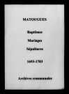 Matougues. Baptêmes, mariages, sépultures 1693-1703