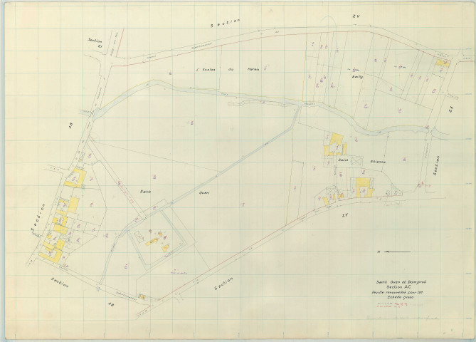 Saint-Ouen-Domprot (51508). Section AC échelle 1/1000, plan renouvelé pour 1976, plan régulier (papier armé)