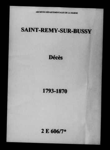 Saint-Remy-sur-Bussy. Décès 1793-1870
