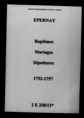 Épernay. Baptêmes, mariages, sépultures 1752-1757