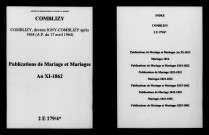 Comblizy. Publications de mariage, mariages an XI-1862