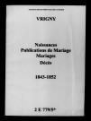 Vrigny. Naissances, publications de mariage, mariages, décès 1843-1852