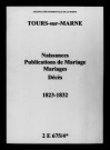 Tours-sur-Marne. Naissances, publications de mariage, mariages, décès 1823-1832