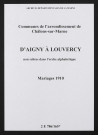 Communes d'Aigny à Louvercy de l'arrondissement de Châlons. Mariages 1910