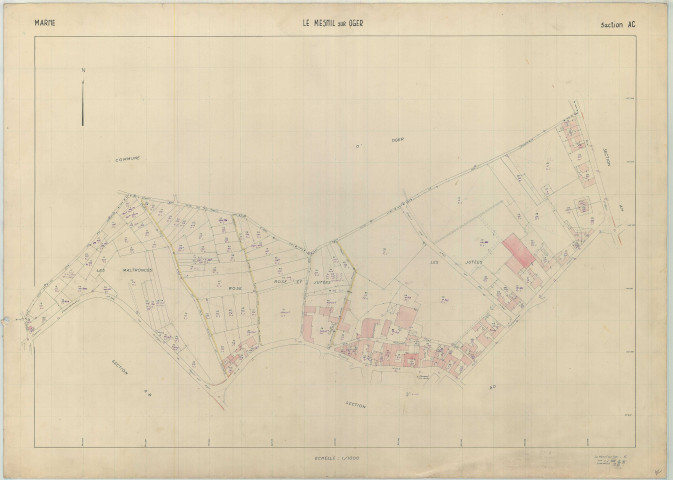 Mesnil-sur-Oger (Le) (51367). Section AC 2 échelle 1/1000, plan renouvelé pour 01/01/1960, régulier avant 20/03/1980 (papier armé)