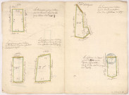Plan et carte figurative de 7 pièces de terre situé sur le terroir d'Hautvillers, XVIIIè s..
