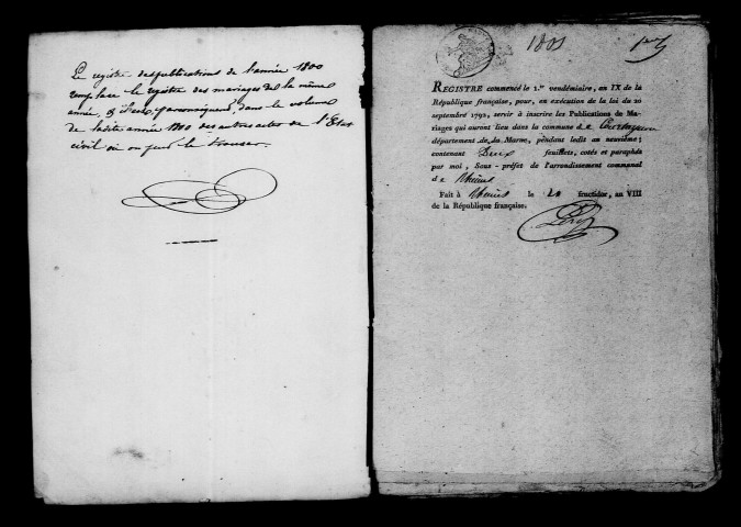 Courtagnon. Publications de mariage an IX-1815