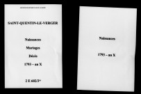 Saint-Quentin-le-Verger. Naissances, mariages, décès 1793-an X
