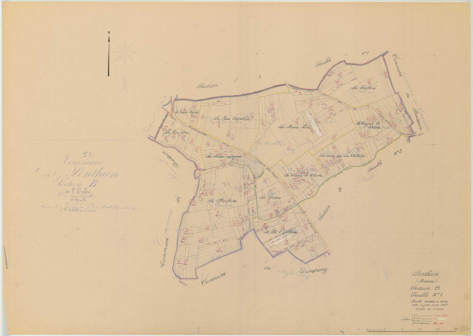 Ponthion (51441). Section B1 échelle 1/2500, plan mis à jour pour 1957, plan non régulier (papier)