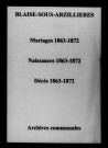 Blaise-sous-Arzillières. Mariages, naissances, décès 1863-1872