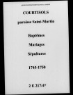 Courtisols. Saint-Martin. Baptêmes, mariages, sépultures 1745-1750