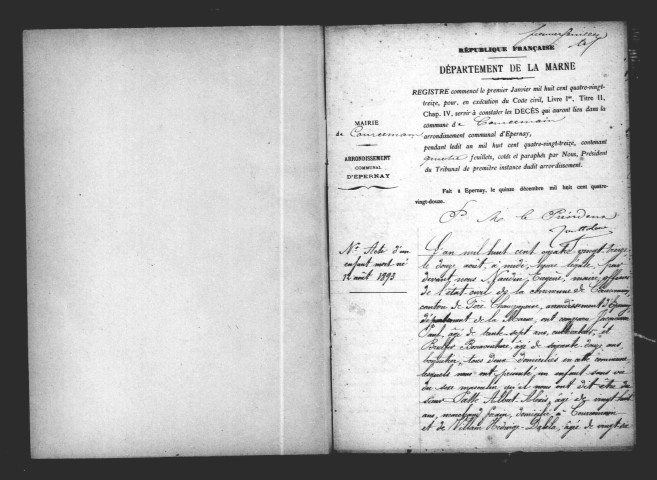 Courcemain. Décès 1893-1929