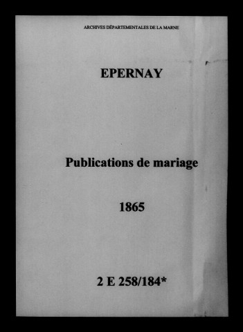 Épernay. Publications de mariage 1865