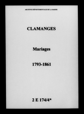 Clamanges. Mariages 1793-1861