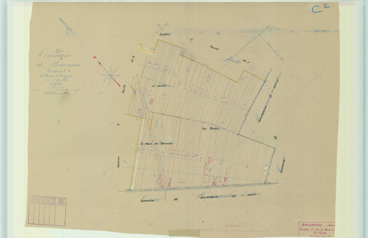 Baconnes (51031). Section C2 échelle 1/2500, plan mis à jour pour 1939, plan non régulier (papier).