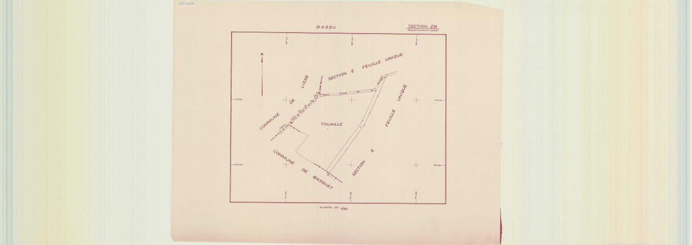 Bassu (51039). Section ZB échelle 1/2000, plan remembré pour 1956, plan régulier (papier)