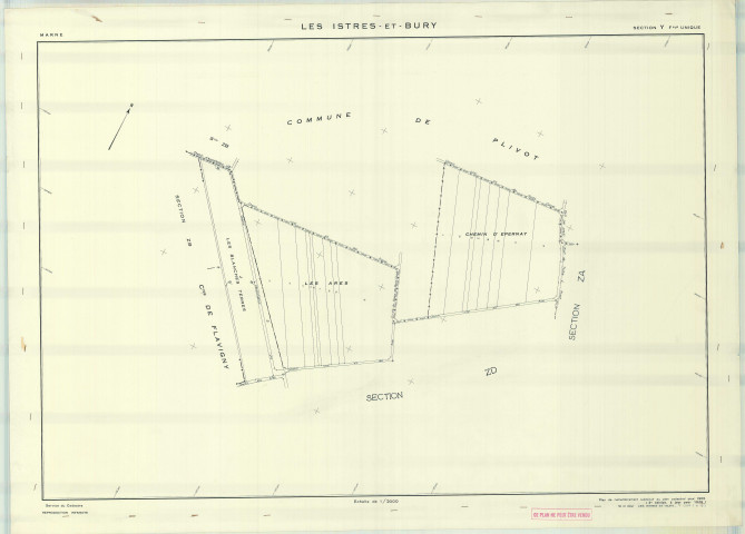 Istres-et-Bury (Les) (51302). Section Y échelle 1/2000, plan mis à jour pour 01/01/1979, non régulier (papier)
