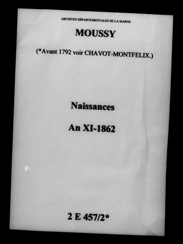 Moussy. Naissances an XI-1862
