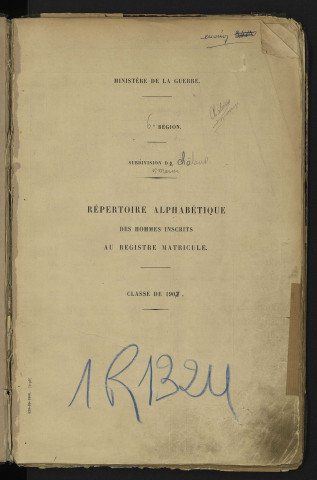 Répertoire alphabétique des registres matricules