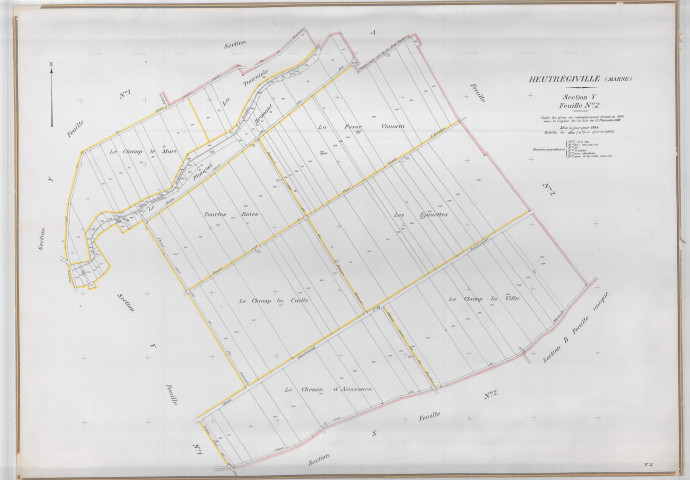 Heutrégiville (51293). Section Y2 échelle 1/2000, plan mis à jour pour 1944, plan non régulier (papier).