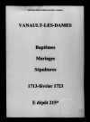 Vanault-les-Dames. Baptêmes, mariages, sépultures 1713-1723