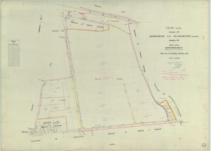 Valmy (51588). Section ZN échelle 1/2000, plan remembré pour 1959, plan régulier (papier armé)