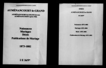 Auménancourt-le-Grand. Naissances, mariages, décès, publications de mariage 1873-1882