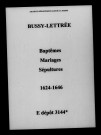 Bussy-Lettrée. Baptêmes, mariages, sépultures 1624-1646