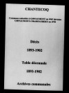 Chantecoq. Décès et tables décennales des naissances, mariages, décès 1893-1902