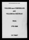 Villers-aux-Corneilles. Décès 1793-1860