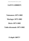 Saint-Gibrien. Naissances, mariages, décès et tables décennales des naissances, mariages, décès 1873-1882