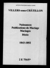 Villers-sous-Châtillon. Naissances, publications de mariage, mariages, décès 1843-1852