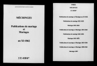Mécringes. Publications de mariage, mariages an XI-1862
