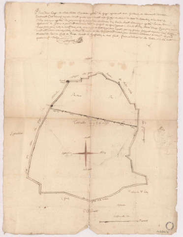Vertus et Voipreux. Plan d'une coupe de bois taillis brousailles appartenant aux habitants et communauté de Vertus, 1693.