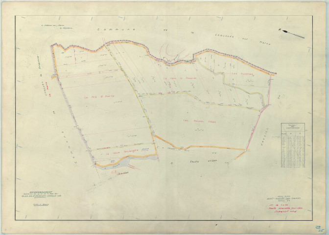 Saint-Martin-aux-Champs (51502). Section ZE échelle 1/2000, plan remembré pour 1964, plan régulier (papier armé)
