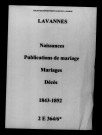 Lavannes. Naissances, publications de mariage, mariages, décès 1843-1852
