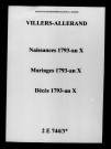 Villers-Allerand. Naissances, mariages, décès 1793-an X