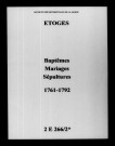 Étoges. Baptêmes, mariages, sépultures 1761-1792