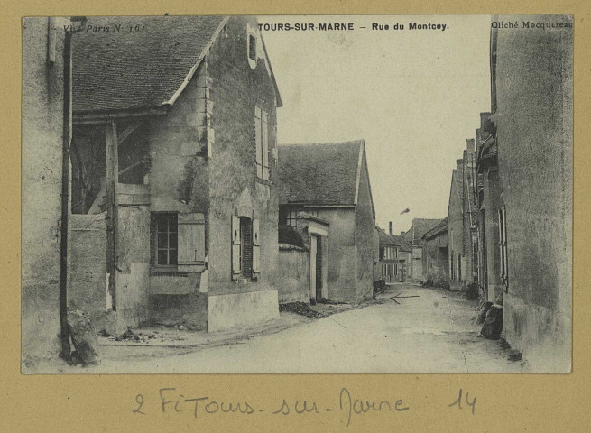 TOURS-SUR-MARNE. Rue de Montcey / Cliché Mocquereau, photographe. (Bagnolet Imp. Ph. G. Schamel). [vers 1917] 