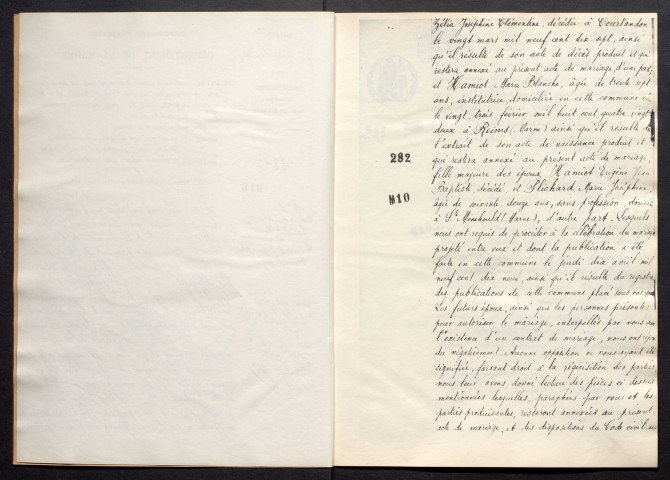 Courlandon. Mariages, décès 1919-1929