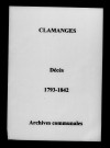 Clamanges. Décès 1793-1842